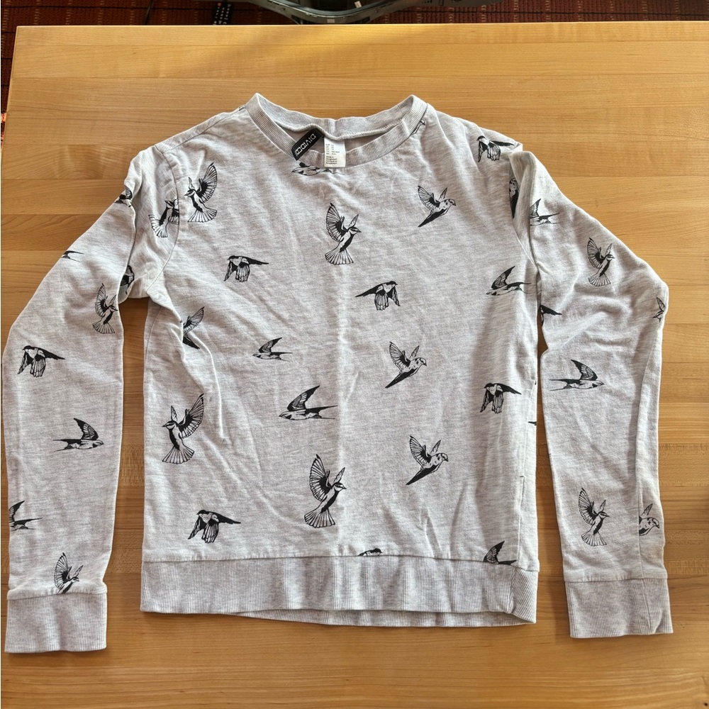 Divided Light Gray Butterfly Print Top